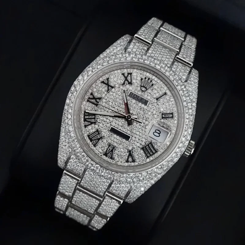 Diamond Rolex Datejust Oyster 41mm - Stainless Steel - Roman Dial - Image 3