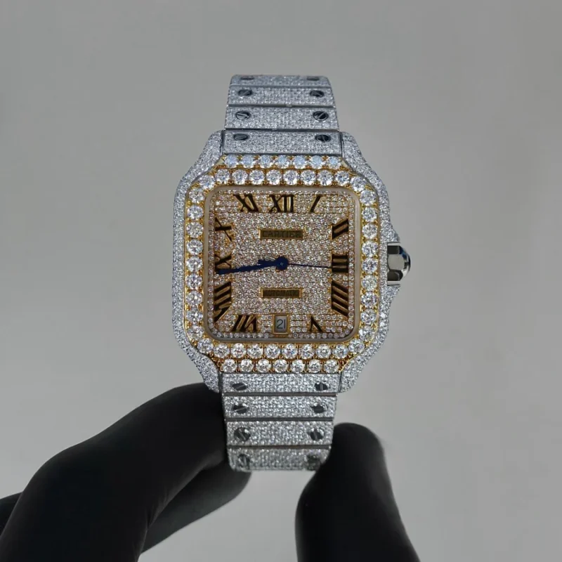 Diamond Cartier Santos 40mm - Steel & Yellow Gold - Roman Dial