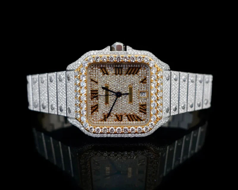 Diamond Cartier Santos 40mm - Steel & Yellow Gold - Roman Dial - Image 2