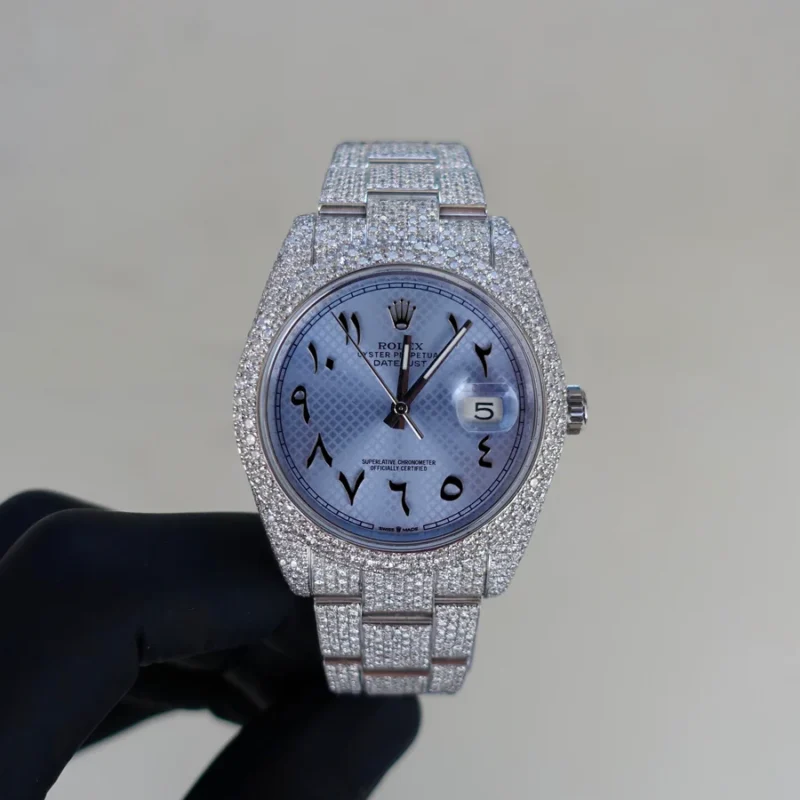Diamond Rolex Datejust Oyster 41mm - Stainless Steel - Custom Arabic Dial