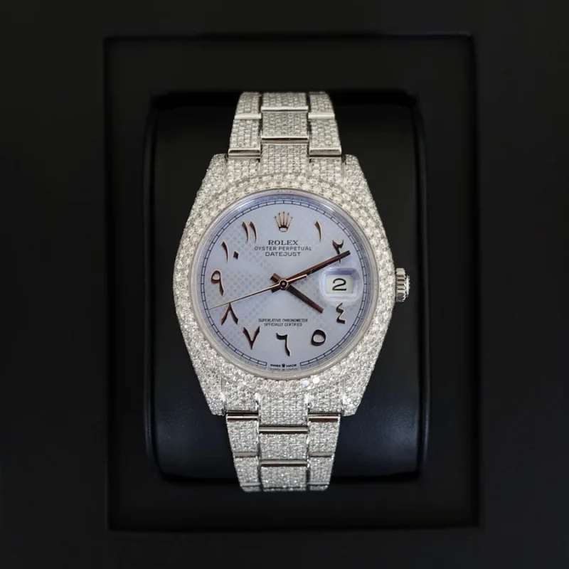 Diamond Rolex Datejust Oyster 41mm - Stainless Steel - Custom Arabic Dial - Image 2