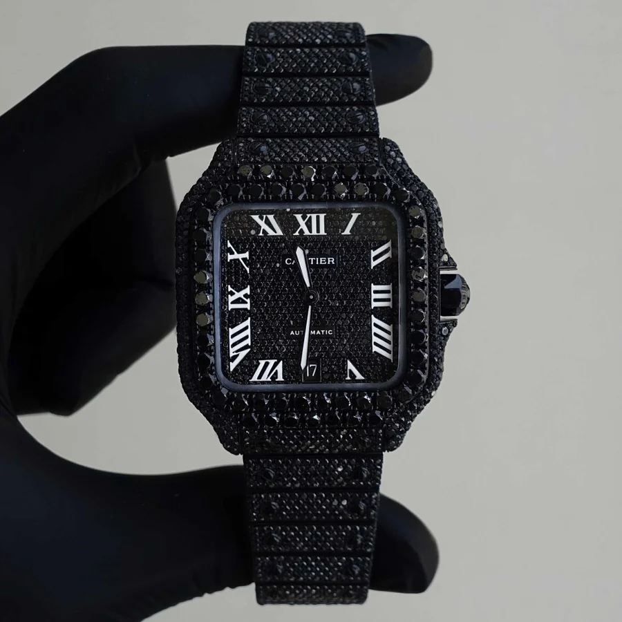 Diamond Cartier Santos 40mm - Black Diamonds - Roman Dial