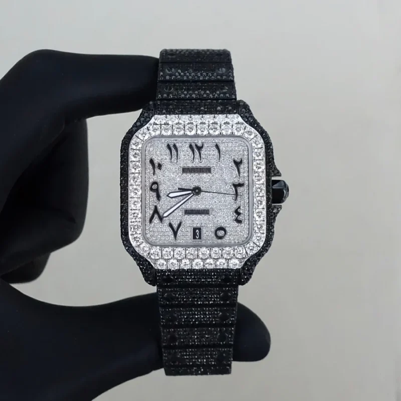 Diamond Cartier Santos 40mm - Black & White Diamonds - Image 2