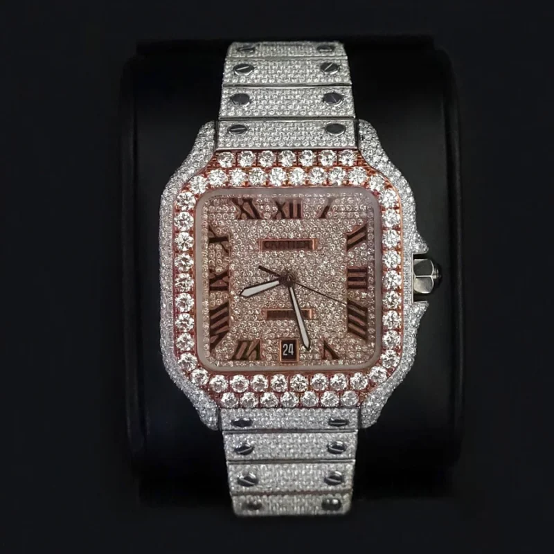 Diamond Cartier Santos 40mm - Steel & Rose Gold - Roman Dial - Image 2